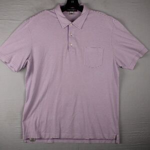 Bullock & Jones Purple Striped Medium Golf Polo Mens 100% Pima Cotton Casual